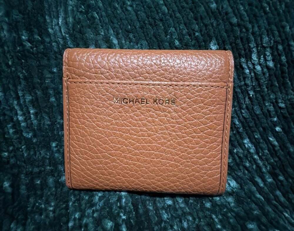 Michael Kors Cooper Pebble Leather Trifold Buckle Wallet in Brown